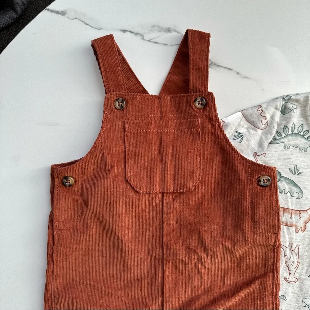 Carter’s Baby Dino Shirt and Corduroy Overalls Set - 18M